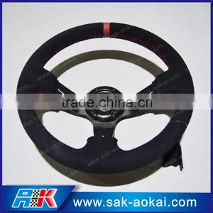 12 Inch Suede Steering Wheel 85mm Deep Dish Black thumbnail-1