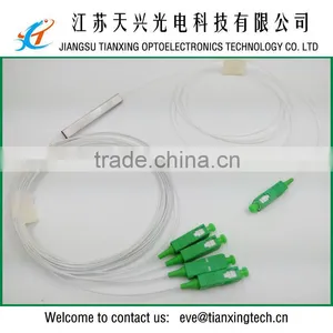 FTTH Accessories SM 0.9mm Tube SC APC 1x4 Port Mini Fiber Optic Splitter thumbnail-1