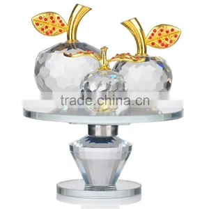 Crystal k9 Glass Decorative Glass Apple With Base for Christmas Decorations thumbnail-1