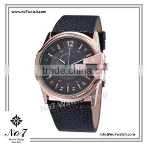 50M Water Resistance Quartz Copper Case Genuine Leather Watch thumbnail-1