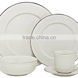 Beautiful Embossed Design Dinner Set White Porcelain Dinnerware thumbnail-4