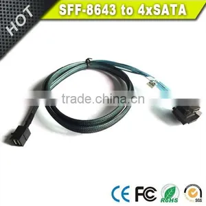 Internal HD Mini SAS SFF-8643 to 4 SATA Forward Breakout Cable Quality Choice thumbnail-2