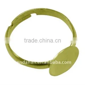 Brass Ring Components, Nickel Free, Antique Bronze, Ring: About 3x14mm Inner Diameter, Tray: About 8mm in Diameter(EC541-14-AB) thumbnail-1