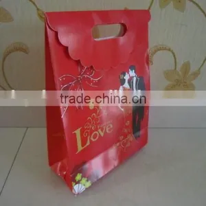 Red Color Printing Paper Bags Paper Bags for Packing Nourishment Red Paper Bag thumbnail-1