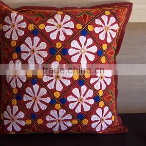 Ethnic Design Flower Work Cotton Cushion Cover 45*45cm thumbnail-1