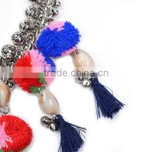 New Design Ethnic Bohemia Gypsy Exaggerate Colorful Ball Statement Necklace thumbnail-6