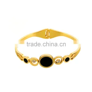 Fashion Stainless Steel Crystal Luxury Cut-out Cuff Bangle Bracelets for Women thumbnail-3