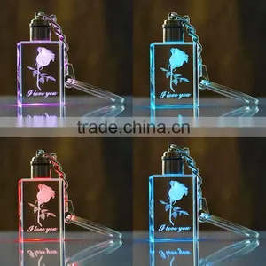 Compact LED 3d Laser Rose Flower Crystal Key Holder thumbnail-1