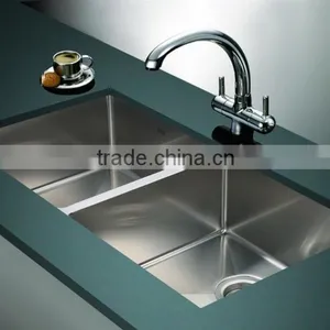 New Premium Handmade Stainless Steel Kitchen Sink Double Bowl thumbnail-5