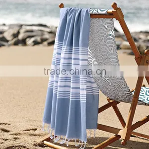 100% Cotton Stripe Beach Towel With Fringe thumbnail-1