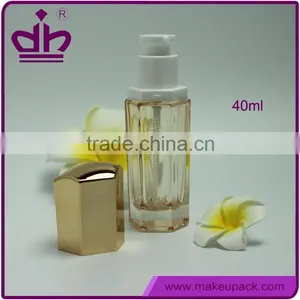 Hexagon Liquid Foundation 40ml Empty Mini Glass Bottles With Pump thumbnail-2