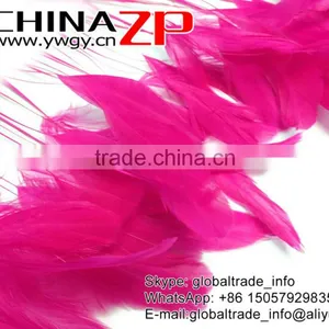 NO.1 Supplier ZPDECOR Wholesale 30-35cm Length Fashion Dyed Hot Pink Stripped Coque Chicken Tail Feathers for Sale thumbnail-2