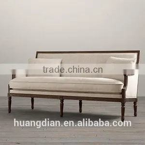 Foshan Huangdian Furniture Sales Baroque Style Carved Wooden White Linen Home Furniture Living Room Sofa thumbnail-1