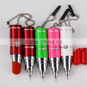 2015 Popular Cute Plastic Cheap Promotional Lipstick Light Ball Pens thumbnail-3
