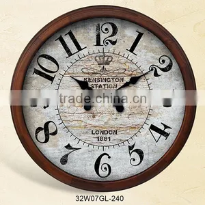 Quartz Analog Antique Wooden Wall Clock Made in China thumbnail-1