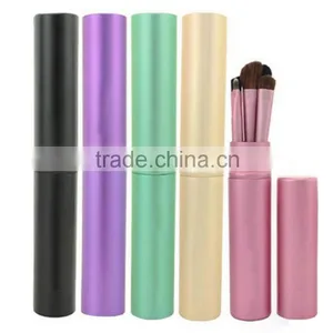 Newest 5pcs Colorful Makeup Brush Set With Metal Case Packing,stock With Free Sample thumbnail-1