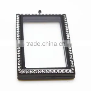 Rectangle Crystal Lockets Stainless Steel thumbnail-6