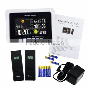 2 Wireless Sensors Weather Station WWVB DCF RCC Indoor Outdoor Temperature Thermometer With Air Presurre Trend Indicator thumbnail-2