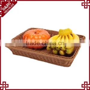 Cheap Wholesale Large Size Bread Dispaly Basket PE Wicker Hand Weave Bakery Baskets thumbnail-3