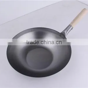 Manufacturer Single Wooden Handle Wok Carbon Steel For Sale thumbnail-1