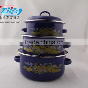16-20CM 3 Pcs Casserole Straight Shape W/Metal Cover Dark Color Decor thumbnail-1