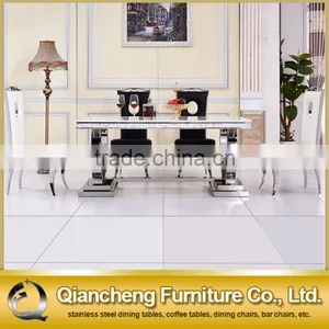 Metal Cultured Marble Dining Table Marble Living Room Furniture thumbnail-5