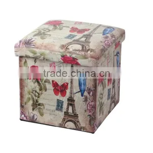 Storage Ottoman, Paris, Flower and Bird Design thumbnail-1