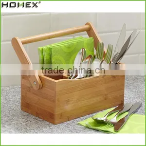 High Quality Bamboo Kitchen Cutlery Caddy for Restaurant/Homex_Factory thumbnail-1