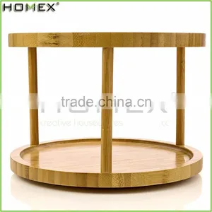 Revolving 2 Layer Turning Shelf Bamboo Spice Rack/Homex_FSC/BSCI Factory thumbnail-1