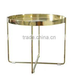 Golden Stainless Steel Round Coffee Table thumbnail-2