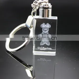 3D Laser Colorful Lighted Crystal Key Chains Key Ring With Metal Ring thumbnail-2