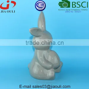 BSCI Audit QUANZHOU Factory EASTER Bunny Funny Ceramic Rabbits, Porcelain Animal Figurines thumbnail-3