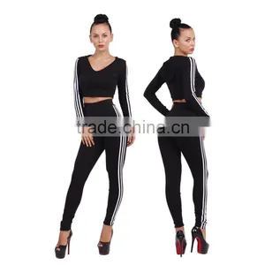 Women Autumn Winter Sport Tracksuits New Cropped Suits Skinny Sweatsuits Hooded Tracksuits Sport Wear Running Set thumbnail-3