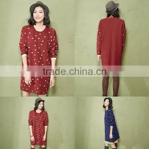 Ladies Long Sleeve Sweater Winter Dresses, New Latest Woman Casual Loose Fit Fashion Dress Design thumbnail-1