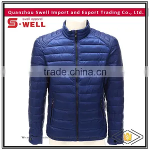 Fancy Windproof Thermal Quilted Royal Blue Light Men Winter Coat thumbnail-1