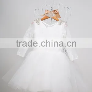 2017 New Fashion Beautiful Elegant Girls Long Sleeve White Lace Dress thumbnail-1