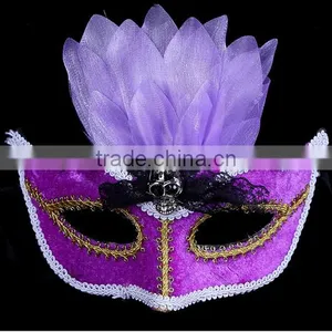 Indian Mask Long Chicken Tail Feather Ball Mask Blue Flower Mask for Sale 2016 thumbnail-4