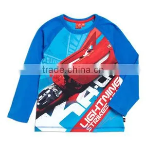 2015 Sky Blue 100% Cotton Long Sleeve Children's T-shirt thumbnail-3