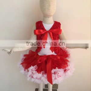 Newset Stylish Baby Fairy 3pcs Pettiskirt In Set Red Rose Vest With White Top Matching Red Adjustable Waist Pettiskirt In Set thumbnail-1