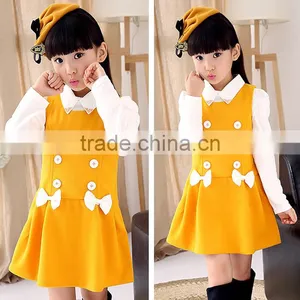 2016 New Girls in Autumn Child Bow Double Breasted Princess Dress Skirts Children A Word Skirt thumbnail-3