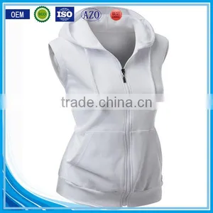 OEM New Design Cotton Plain Wholesale Sleeveless Hoodie Womens Fashion Vests With Zip thumbnail-1