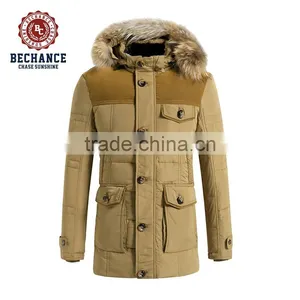 2016 Fashion Mens 100% Polyester Fur Hood Bomber Jacket for Winter thumbnail-1