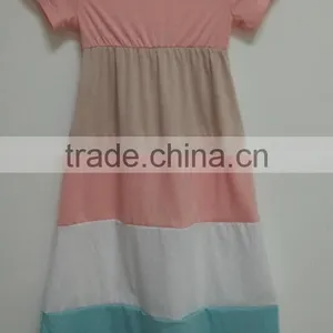 Summer Cotton Mother and Daughter Maxi Crewneck Dress Mommy and Me Women Girls Dresses thumbnail-3