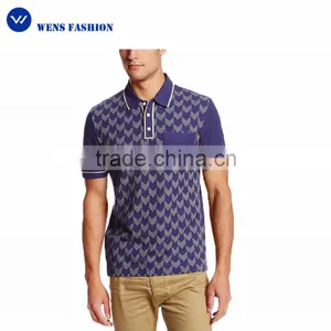 Custom Mens Formal Wholesale Full Printed Different Color Collar Polo Shirt thumbnail-1