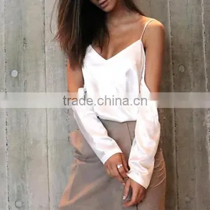 Fashion Design High Quality Long Sleeve Nightclub Top off Shoulder Lady's Blouse thumbnail-3