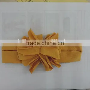 Boutique Baby Girls Fashion Capitium Bowknot Flower Light Yellow Color Cotton Neoteric thumbnail-3