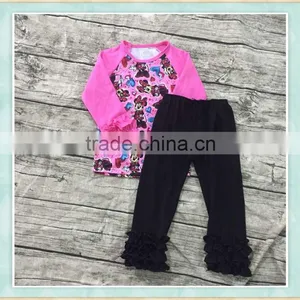 2017 Summer Fall Cheap Wholesale Ruffle Clothing Mini Mouse Pattern Girls Set Boutique Child Clothes Outfit thumbnail-1