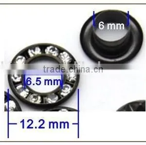 3 Colors 12mm Round Metal Brass Rhinestone Eyelets Crystal Diamond Grommets Glass Eyelets RE-12mm-001 thumbnail-5