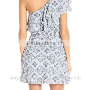 2017 Women Summer Prom Dress Chiffon Ruffle Design off Shoulder Dress thumbnail-5