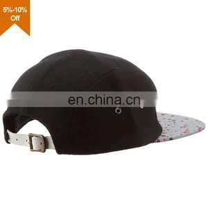 Flat Bill Leather Tiger Stripe 5 Panel Cap thumbnail-5